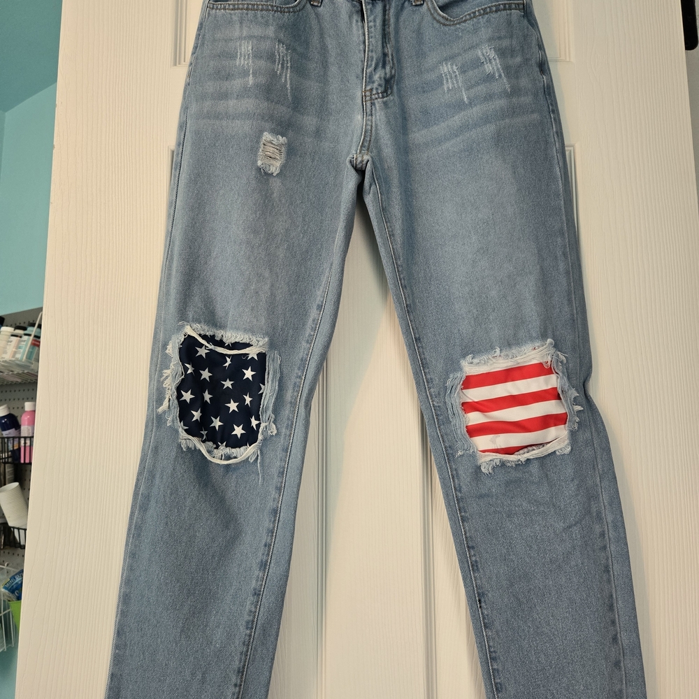Patriotic Distressed Denim Jeans
